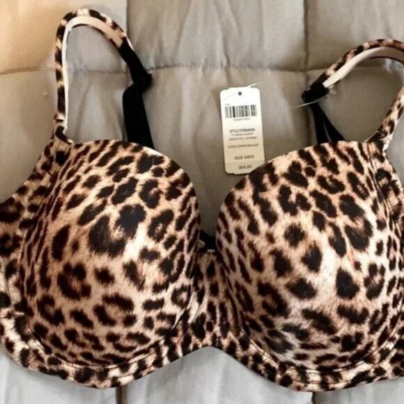 NEW Soma Stunning Support Smooth Full Coverage Leopard Print Underwire Bra 34DD - Picture 4 of 5